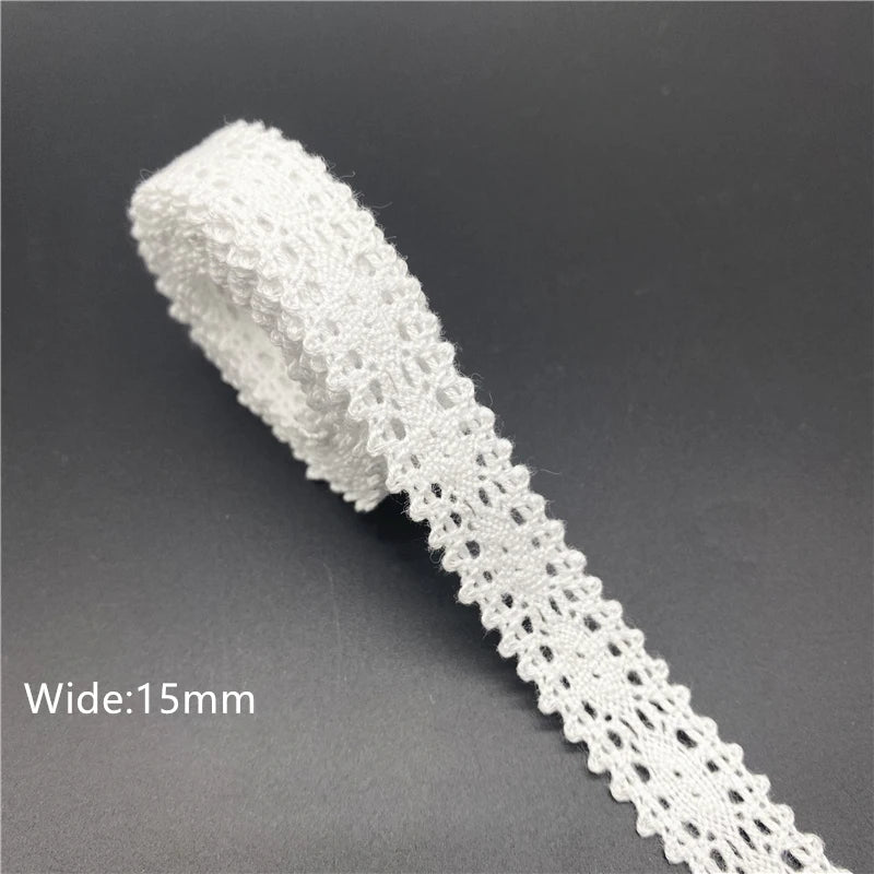 10mm-50mm 2yards White 100%Cotton Lace Ribbon For Apparel Sewing Fabric Trim Cotton Crocheted Lace Ribbon Handmade Accessorie