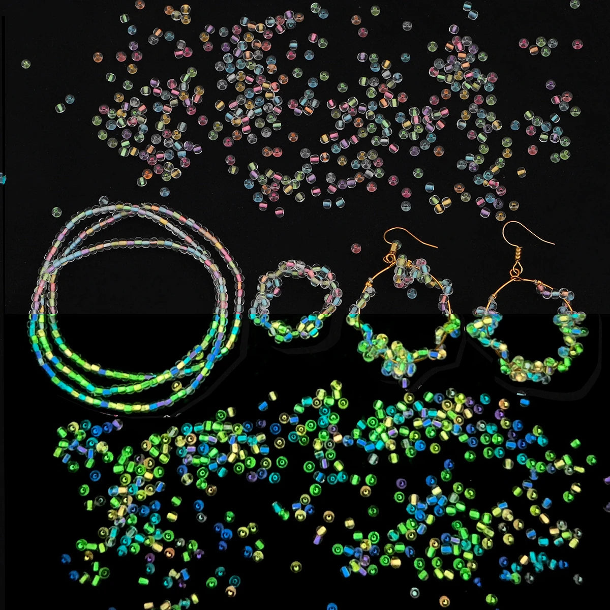 2/3/4mm Glass Luminous Beads (Glow-in-The-Night Seed Beads) - DIY Jewelry Making(Necklace/Bracelet)Handmade Accessories 11g/B