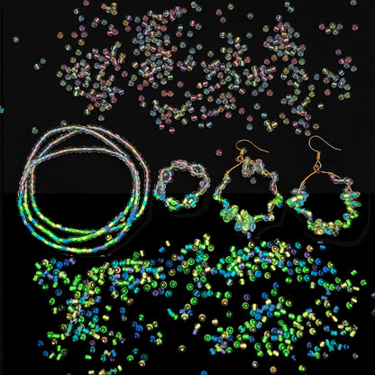2/3/4mm Glass Luminous Beads (Glow-in-The-Night Seed Beads) - DIY Jewelry Making(Necklace/Bracelet)Handmade Accessories 11g/B