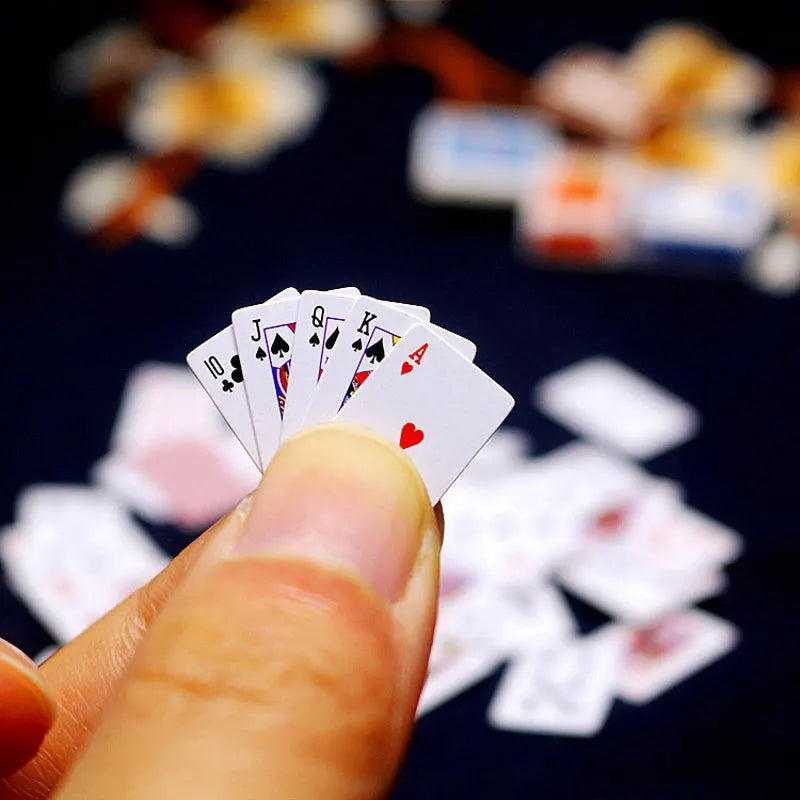 Funny Cute Mini Playing Cards Poker Games Super Small Cards Spoof Gifts Travel Toys Prank Props Dollhouse Miniature Poker Car