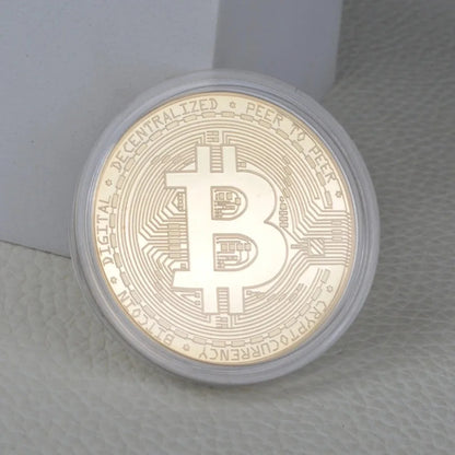 Gold Plated Bitcoin Coin Collectible Art Collection Gift Physical Commemorative Casascius Crypto Coin Metal Antique Imitation