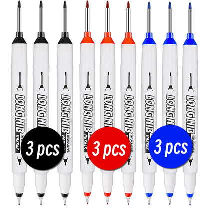20mm Double-Tip Deep Hole Long Head Nib Markers For Metal Pen Waterproof Bathroom Woodworking Decoration Multi-Purpose - 3bla