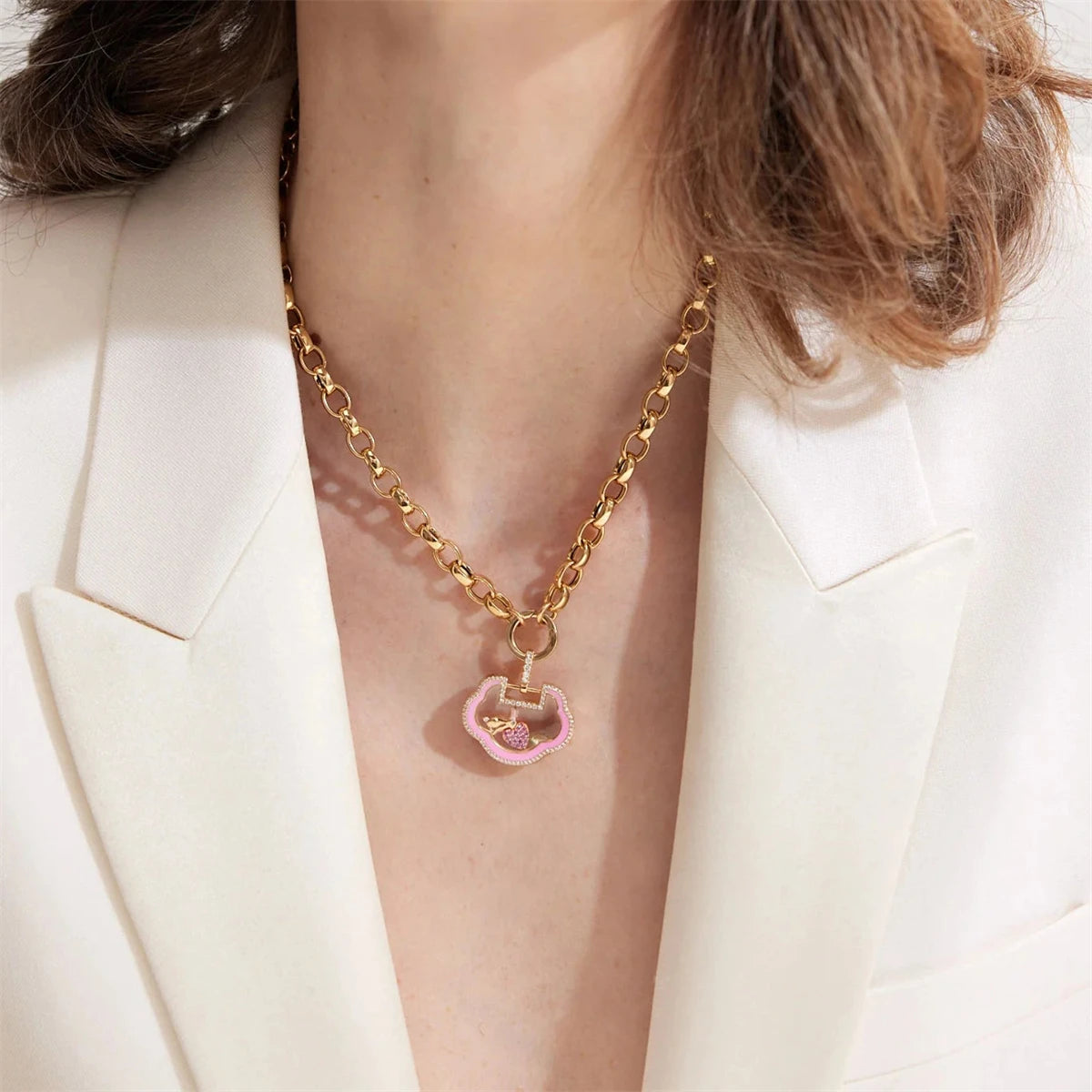 Ins Style Glass Box Pendant Necklace for Women | Heart & Zircon Flower Sun Diamond Collarbone Chain