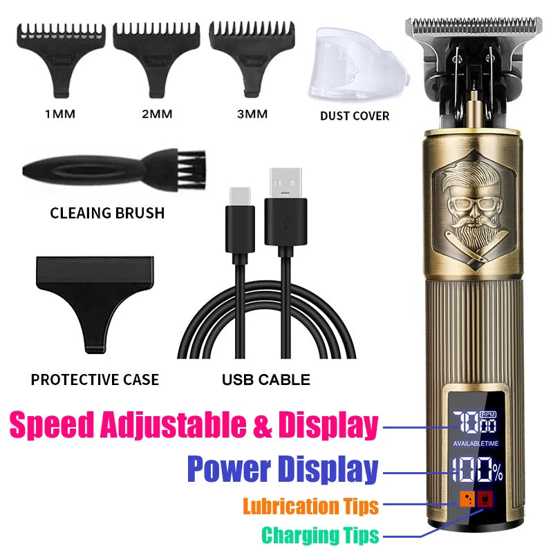 Vintage Hair Clipper USB Charging Hair Cutting Machine Electric Hair Trimmer Portable Shaver Professional Barber Boyfriend Gi