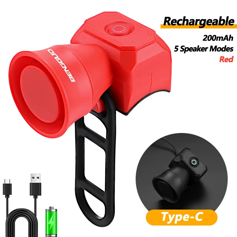 5 Modes Bicycle Horn Mountain Bike Mini Battery Waterproof Electronic Bike Bell Riding Equipment Children's Scooter Accessori