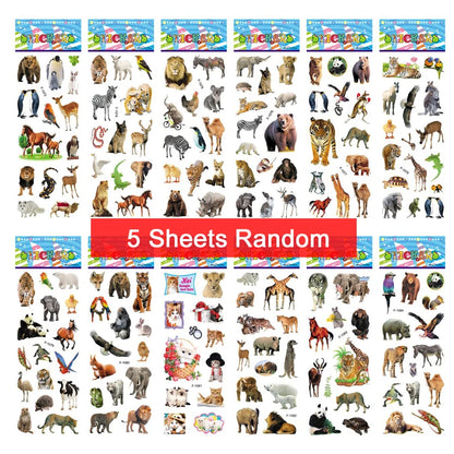5 Sheets Kids Stickers Puffy Stickers for Children Birthday Christmas New Year Gift for Girl Boy Scrapbooking Cartoon Sticker