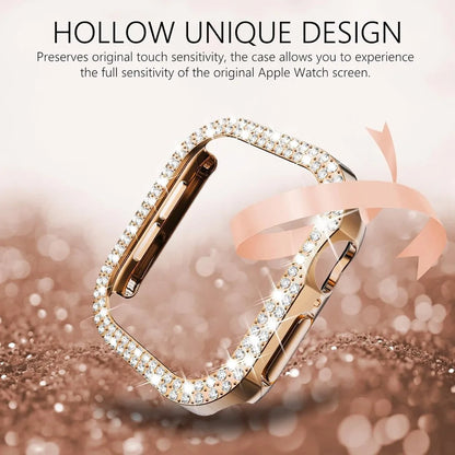 Bling Diamond Hollow Case for Apple Watch 46mm 42mm 40mm 41/44/45/49/41mm for iWatch Series 11 10 9 8 7 6 5 4 3 Protector Cov