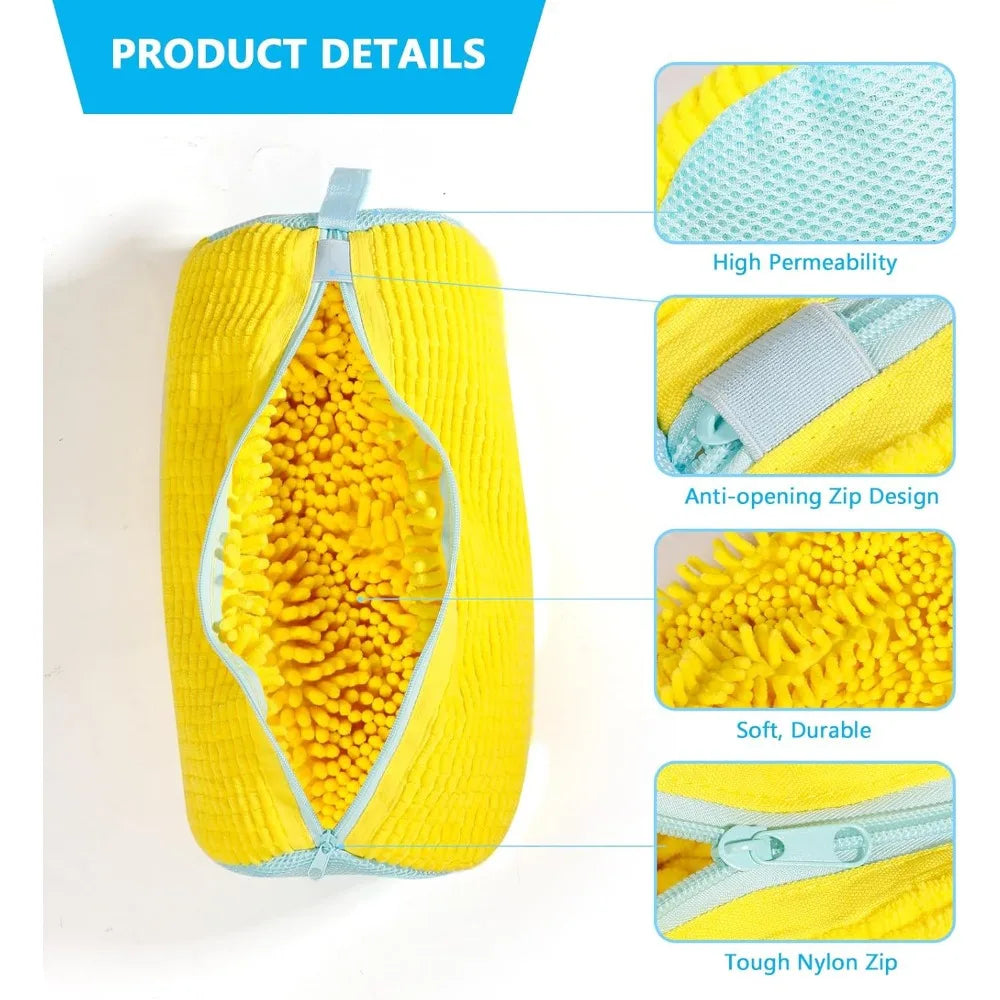 Durable Shoe Washing Machine Bag for All Shoe Types-Yellow with Blue Zipper,Ideal for Sneakers and Casual Shoes,Laundry Wash 
