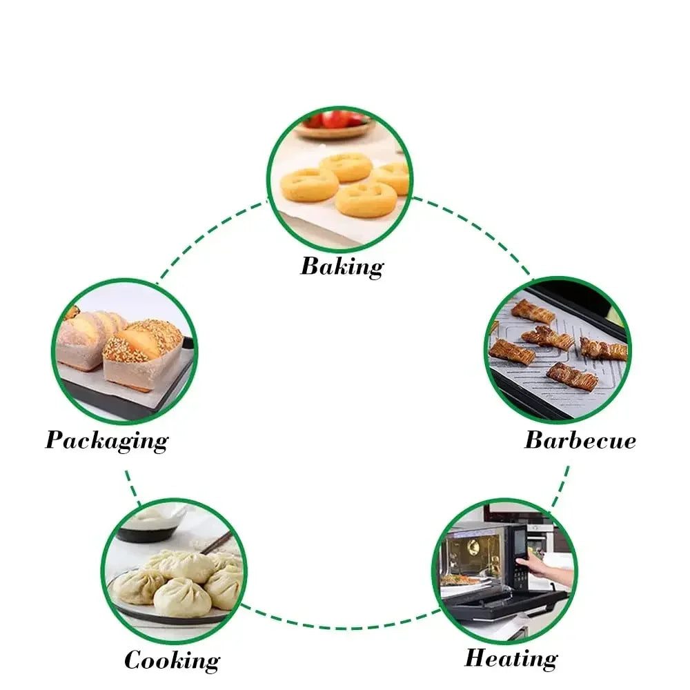Parchment Paper Baking Sheets, Non-Stick Precut Baking Parchment, for Baking Grilling Air Fryer Steaming Bread Cup Cake Cooki