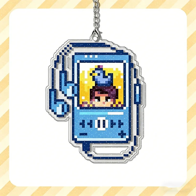 Game Stardew Valley Sebastian Shane Elliott Cosplay Keychain Acrylic Pixel Walkman Pendant Keyring Key Chain Bag Accessory Pr