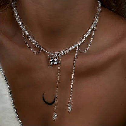 New Irregular Choker Vintage Tassels Zircon Heart Pendant Necklace For Women Female Geometric Baroque Transparent Crystal Cha