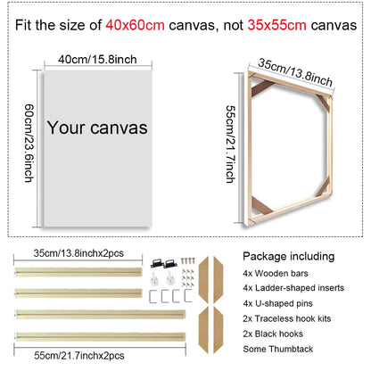 Various Sizes Canvas Frame Wooden Frames Natural Wooden Photo Oil Painting Canvas Diamond Painting Frames Canvas Wood Wall Fr