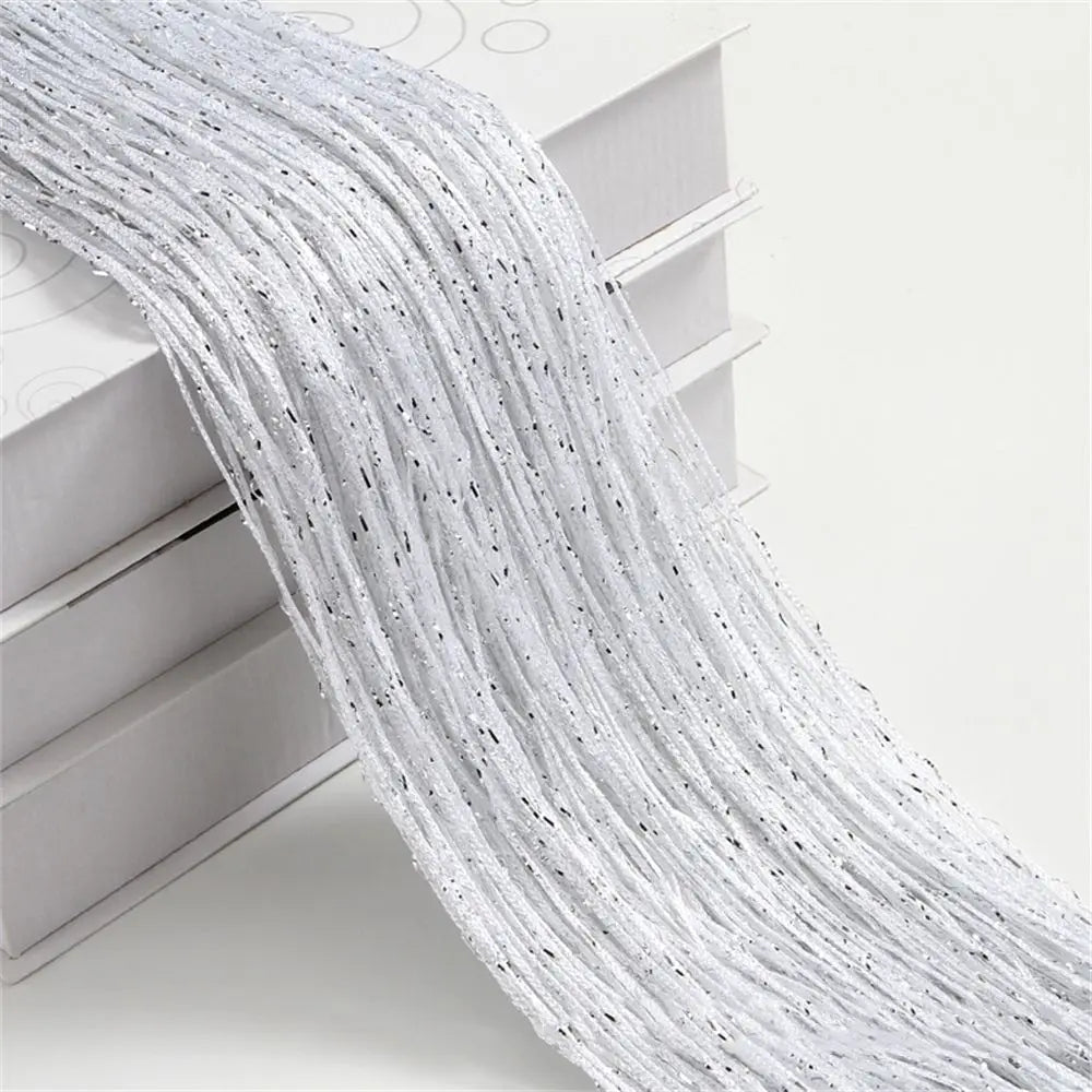 2M*1M String Curtain Panels Door Fly Screen Hanging Beaded Curtains Room Divider Net - white