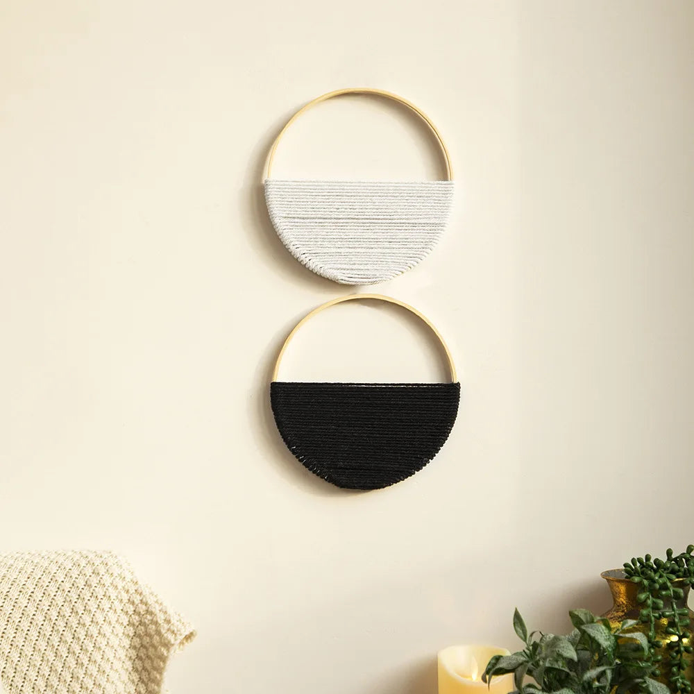 2 Pcs Macrame Wall Hanging Woven Boho Wall Decor Art Chic Bohemian Home Decorations Apartment Bedroom Living Room Dorm Nurser