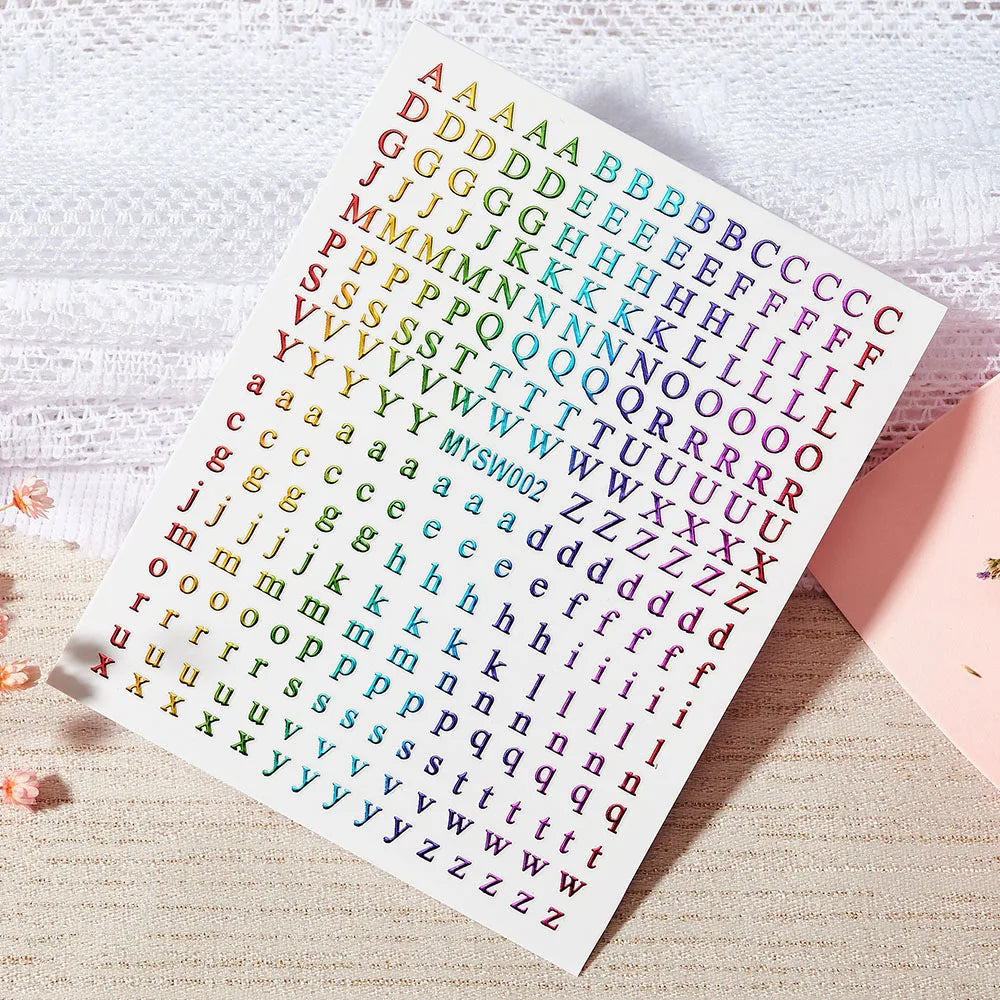 1PC 26-English Alphabet Number 3D Self-adhesive Nail Art Decal Sticker Word Small Letter Nail Decals Sticker Manicure Decorat