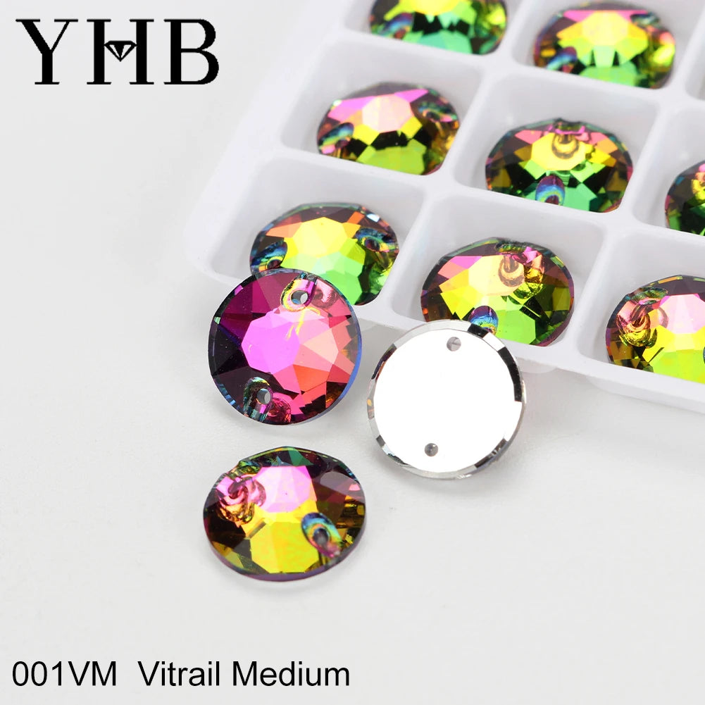 YHB Top Quality XIRIUS Glass Crystal AB Moonlight Sewing Stones Flatback Sew on Rhinestones For Garment Clothes Bags