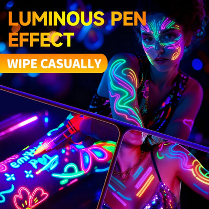 8pcs Colorful Luminous Pen Human Face Paint Pen Student Children Creative Painting Fluorescent Marker Pen