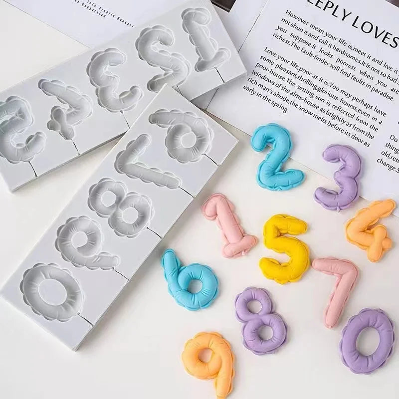 1PCS/2PCS DIY Number Fondant Cake Decorating Silicone Mould Lollipop Chocolate Baking Tool Resin Clay Handmade Gift Making Mo