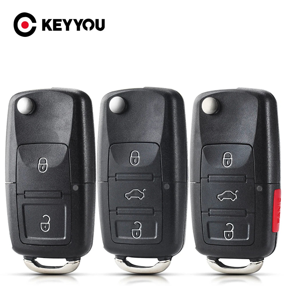 KEYYOU 2 3 Buttons For Volkswagen VW Passat Polo Golf Touran Bora Ibiza Leon Octavia Fabia Folding Flip Key Shell Case No Bla