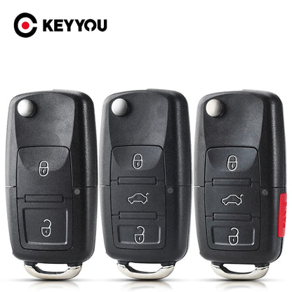 KEYYOU 2 3 Buttons For Volkswagen VW Passat Polo Golf Touran Bora Ibiza Leon Octavia Fabia Folding Flip Key Shell Case No Bla