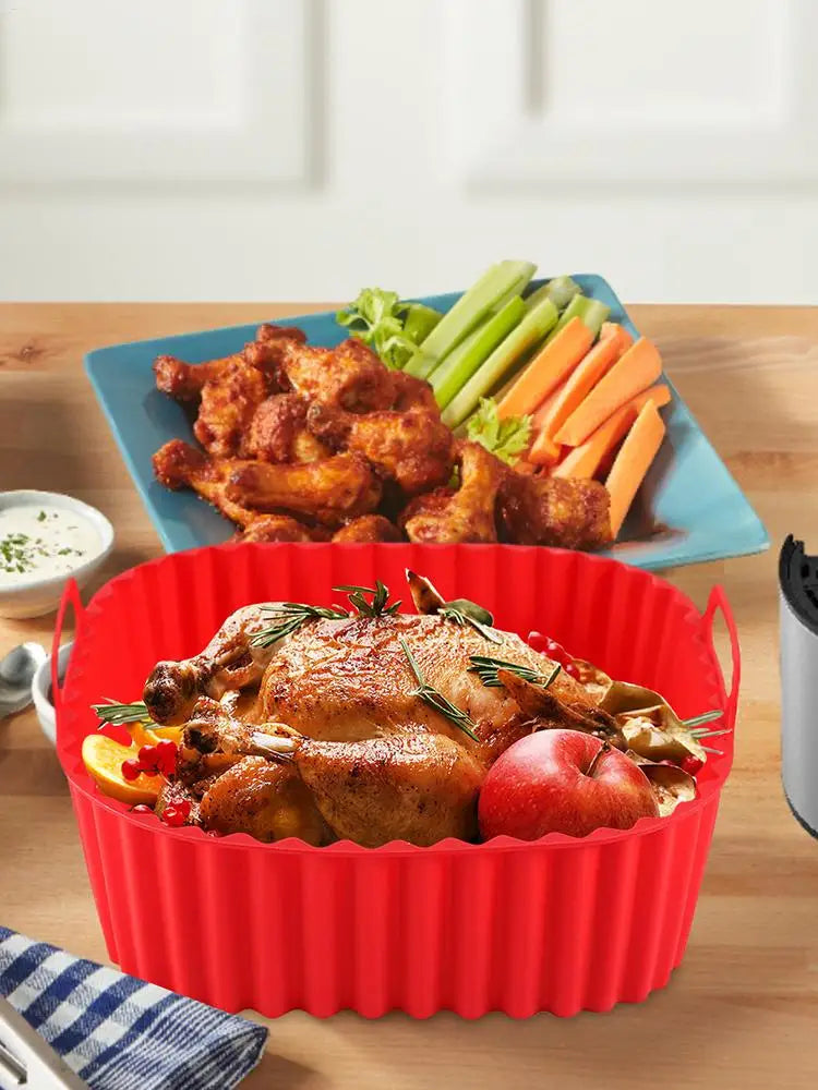 Silicone Air Fryer Liners Pot Square Airfryer Basket Plate Cooking Gadgets Reusable Non-stick Pizza Pan Oven Kitchen