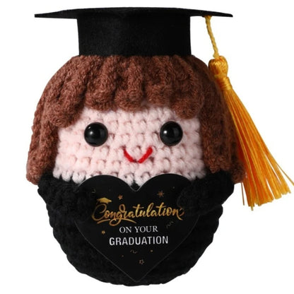 Graduation Season Handmade Crocheted PhD Doll - Positive Mood Plush Toy, Cute Emotional Companion, Graduation Gift for Studen