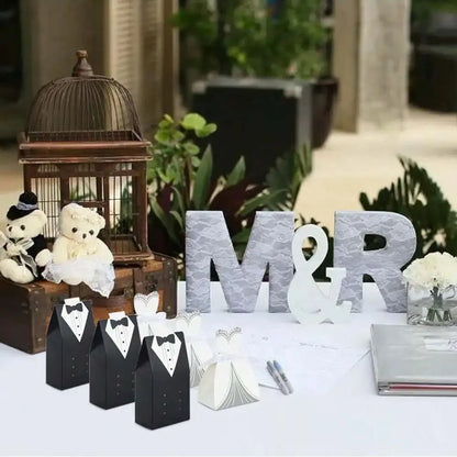 50pcs Wedding Favor Boxes Small Wedding Party Favor Boxes Bride and Groom Candy Boxes forDress and Tuxedo Favor Boxes