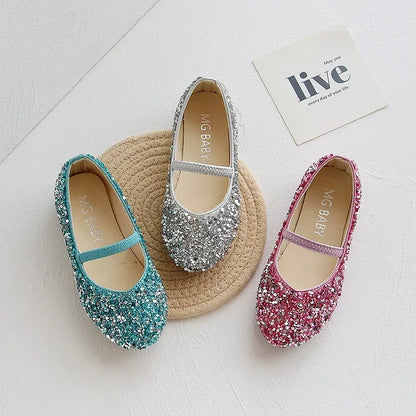 2026 Spring 1 to 12 years old girls dress shoes Beauty Pointed Toe Teen Girl Leather Shoes Bling Princess Wedding Shoes F1213