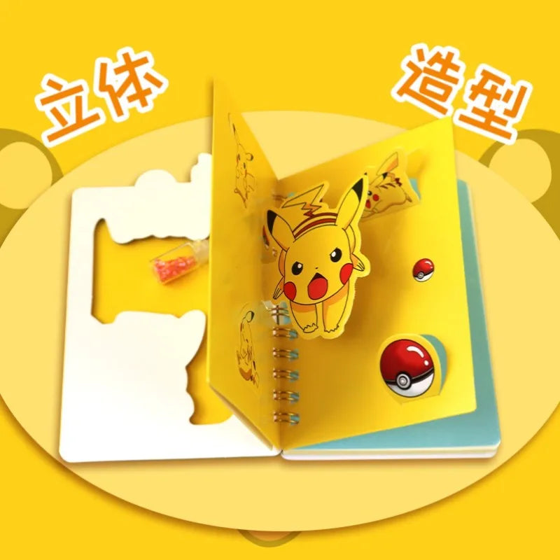 Pokemon Pikachu Notebook Coil Bound, Cute Anime Cartoon Diary Journal for School Office Study Supplies, Kids Gift Set