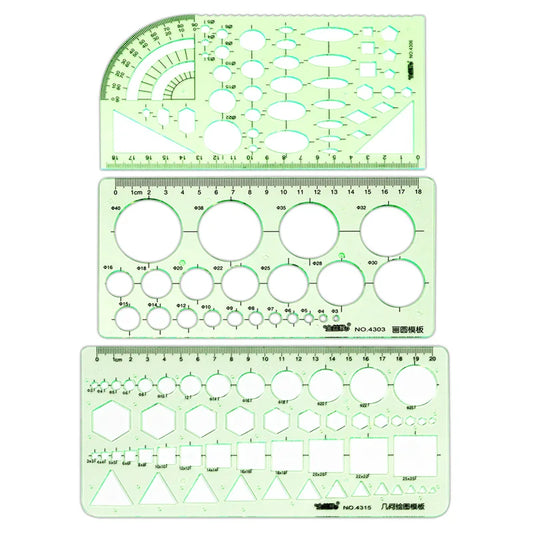 Circle Template Measurement Geometry Ruler Geometric Drawing Template Ruler Scale Drawing Shape Office and School Building 3P