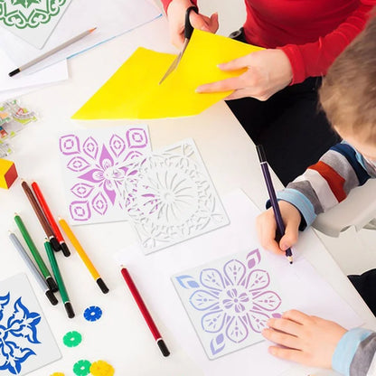 16Pcs/Set Mandala Stencils,15cm Mandala Dot Painting Stencils for DIY Home Decoration Drawing Scrapbook Embossing Album Templ