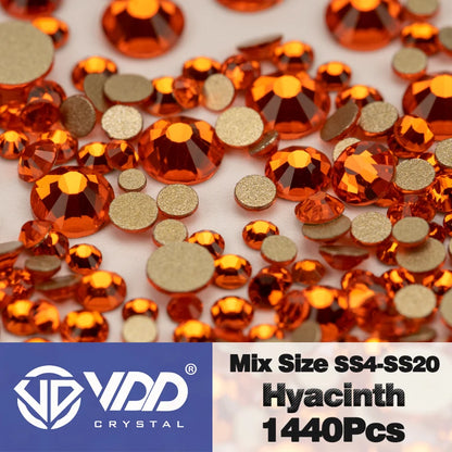 VDD SS4-SS20 Mix Size Clear Crystal Non-Hotfix Gold FlatBack Rhinestones Decorations DIY Glitter Stones 3D Nail Art Accessori