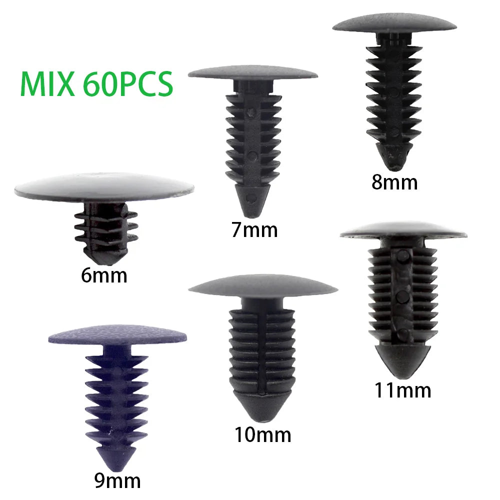 Trim Panel Clip 5mm 6mm 7mm 8mm 9mm 10mm 11mm Hole Car Moulding Clip Plastic Screw Fasteners Auto Roof Tailgate Lining Rivet 
