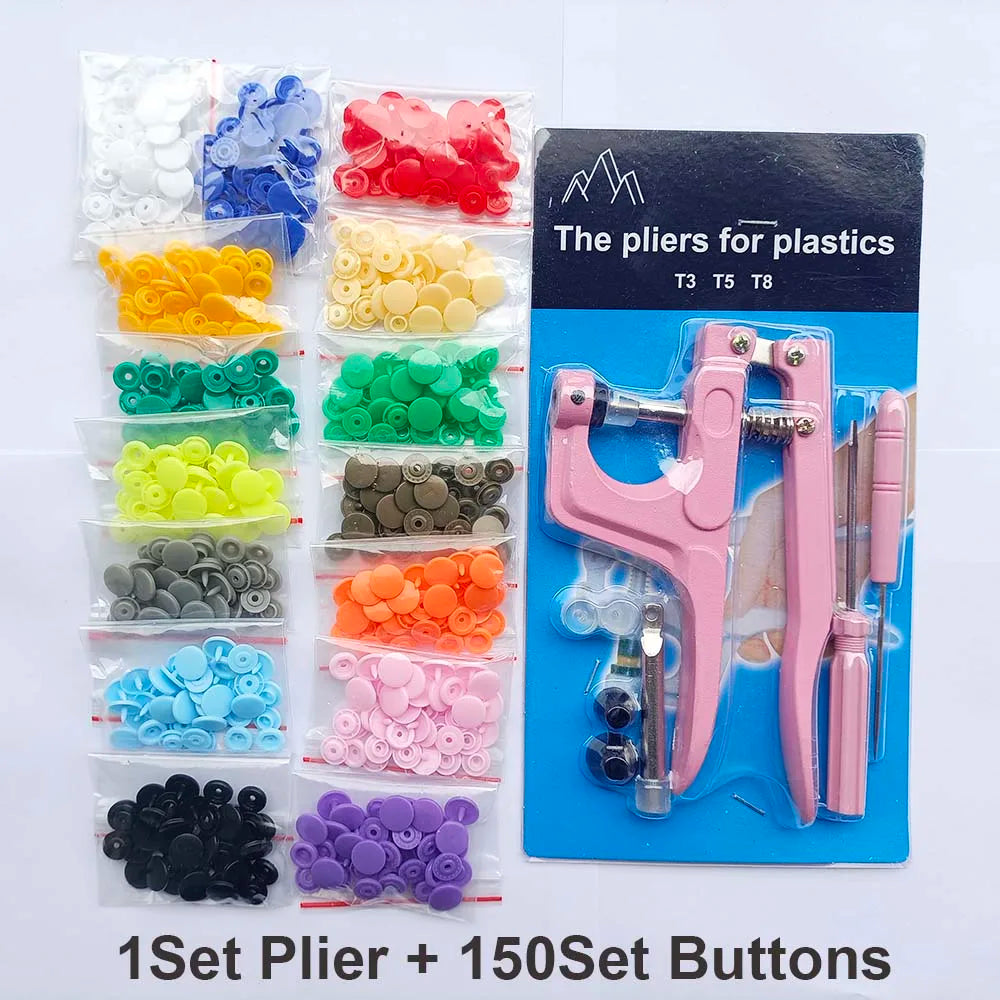 T5 Resin Snap Buttons Set Snaps U Shape Fastener Snap Pliers Buttons Kit Snaps Cloth Buttons DIY Sewing Machine Crafting Tool