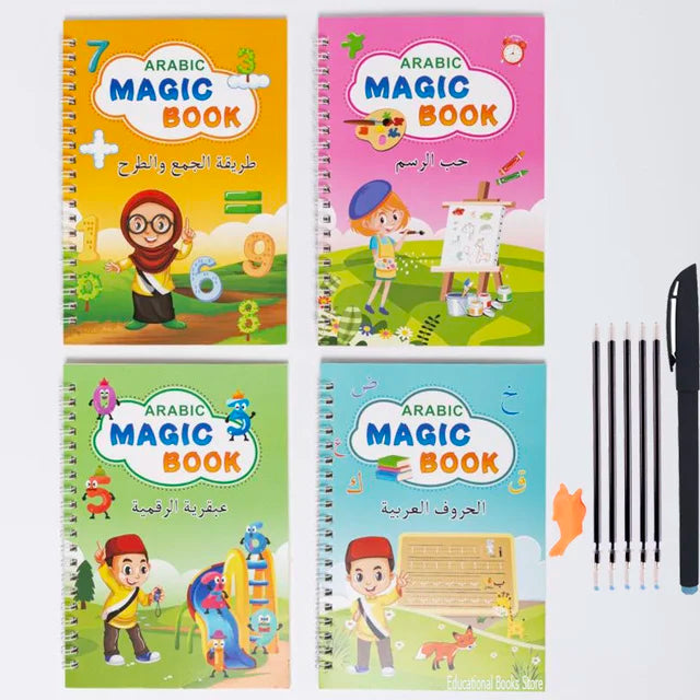 4 Books Magic Writing Copybook In Spanish Calligraphy Notebook Montessori Reusable Educational Calligraphic Letter Practice -