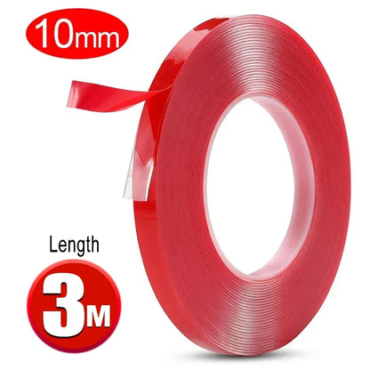 Double Sided Tape Nano Tape 3-5Meter 10/20/30mm Width Transparent Tape Washable Adhesive Nano Traceless Sticker Glue Red