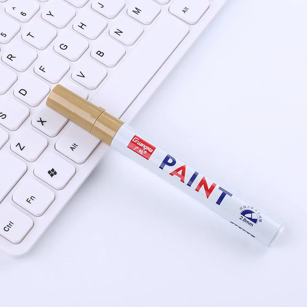 Car Paint Pen Waterproof Car Wheel Tire Oily Painting Mark Pen Auto Rubber Tyre Tread CD Metal Permanent Paint Marker - Gold