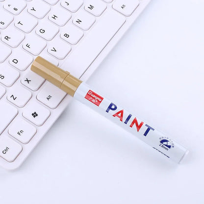 Car Paint Pen Waterproof Car Wheel Tire Oily Painting Mark Pen Auto Rubber Tyre Tread CD Metal Permanent Paint Marker - Gold