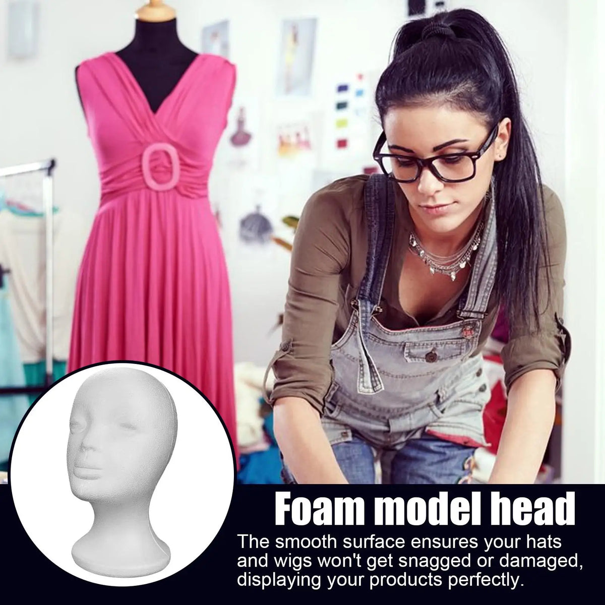 Mannequin Manikin Head Model Foam Wig Hair Lightweight Manikin Head Wig Display Stand For Scarves Jewelry Hats Placement Disp
