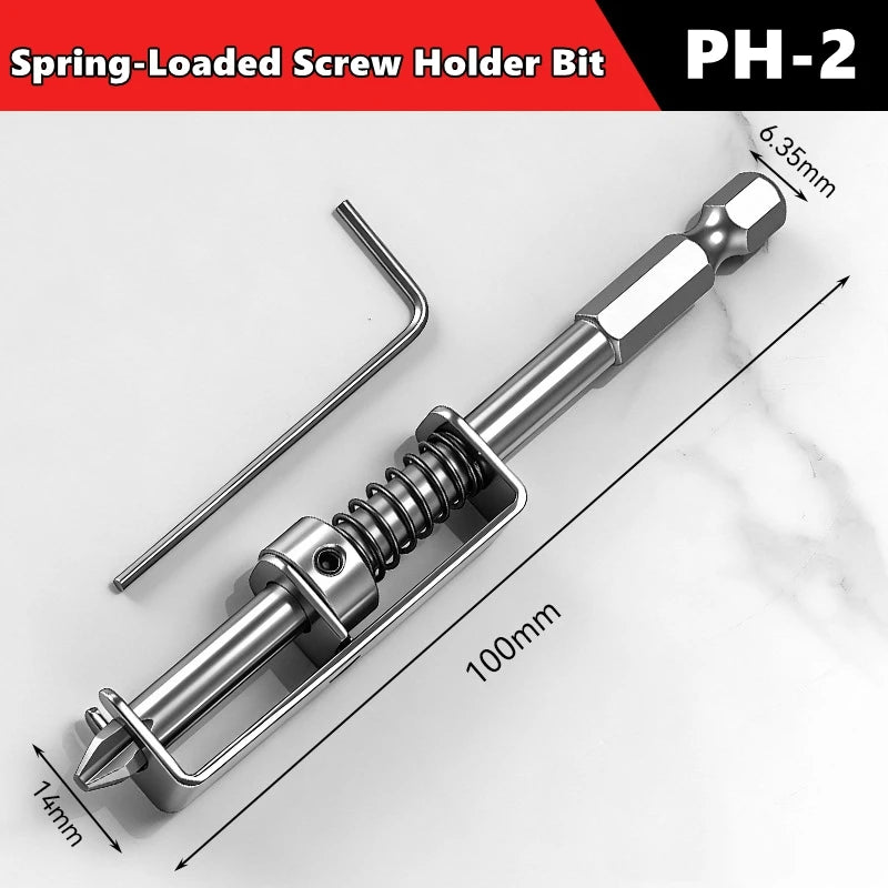 Spring-Loaded Screw Holder Drill Bit Anti-Drop Screwdriver Bit Fixing Clamp Set Screw Holder Drill Bit Phillips Screwdriver B