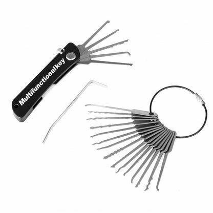 21-in-1 Lock Picking Tools Set Stainless Steel Durable Locksmith Mini Hook Pick Key Extractor Multi-function Outdoor Lover Gi