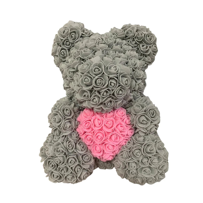 Red Rose Bear 40cm Bear Of Roses Artificial Flower Rose Teddy Bear For Women Valentine's Day Wedding Birthday Christmas Gift 