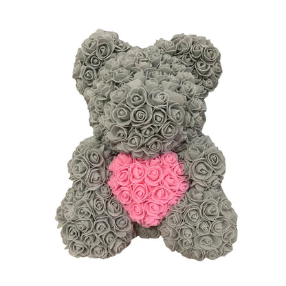Red Rose Bear 40cm Bear Of Roses Artificial Flower Rose Teddy Bear For Women Valentine's Day Wedding Birthday Christmas Gift 