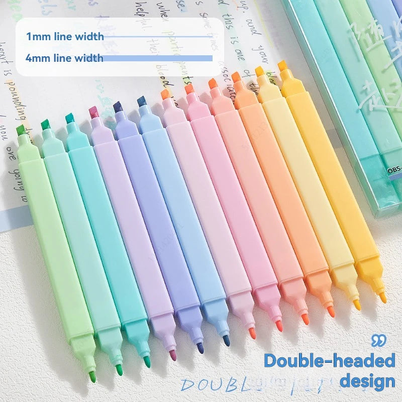 6/12 Colors Highlighters Cute Pastel Pens Bible Pens Soft Tip Aesthetics Markers Kawaii Stationary for Students School Suppli