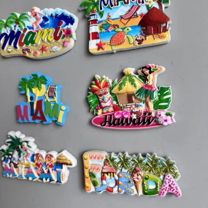 Tourist Souvenirs Fridge Magnets USA,refrigerator Decorations for Miami New York Hawaii Collection of Fridge Ornaments Sticke