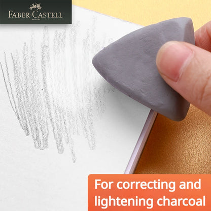 1Pc Faber-Castell Drawing Art Kneaded Erasers for Correcting,Lightening Charcoal Pencil and Pastel Artists Works, Gray in Box