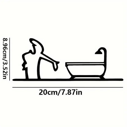Black Shower Figure Wall Decoration Minimalist Line Metal Bathroom Sign Rustic Door Art Sign Funny Door Topper Home Decoratio
