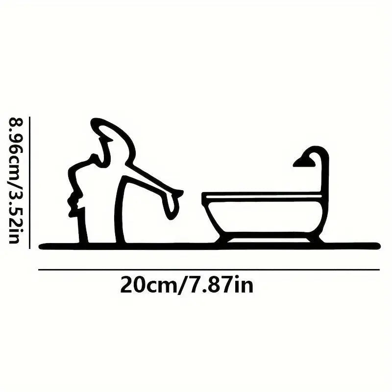 Black Shower Figure Wall Decoration Minimalist Line Metal Bathroom Sign Rustic Door Art Sign Funny Door Topper Home Decoratio