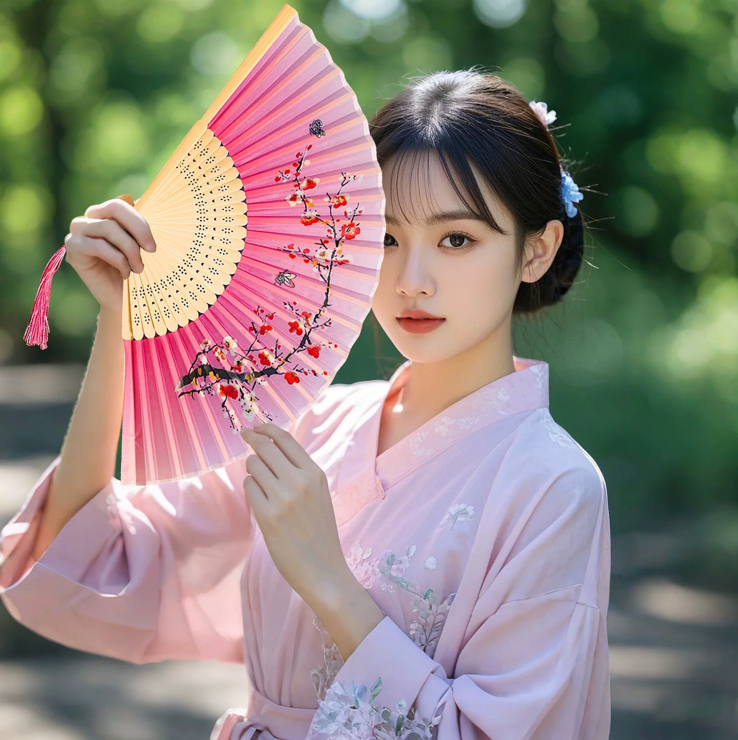 Folding Hand Fan Vintage Silk Bamboo Fans Chinese Hand Fans Women Dance Fan Cosplay Wedding Party Props Decor Gift Fan Portab