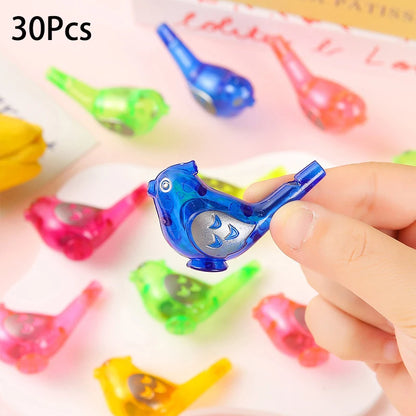 30Pcs Colorful Mini Bird Plastic Water Whistles Noise Maker Toys for Birthday Party Favors School Gift Pinata Fillers
